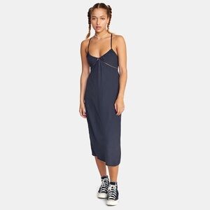 RVCA no judgment midi dress in black